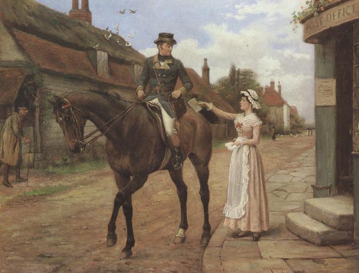 George goodwin kilburne Collecting the Post (mk37)